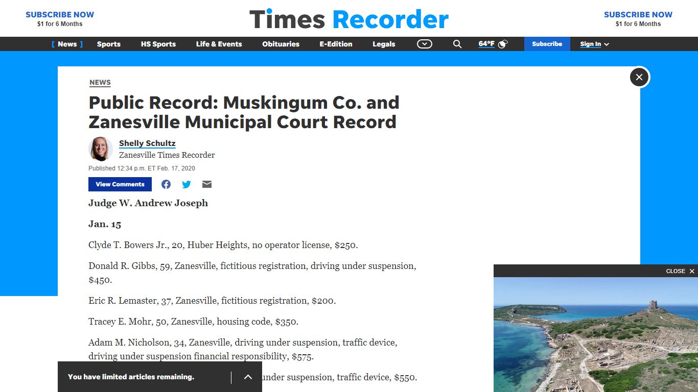Public Record: Muskingum County, Zanesville Municipal ...