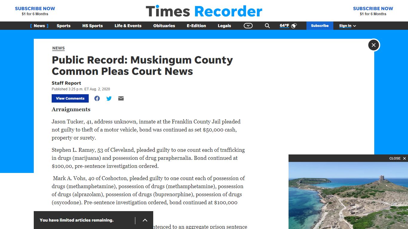 Public Record: Muskingum County Common Pleas Court News